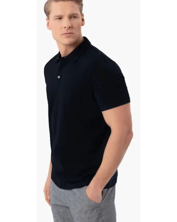 Tricou polo barbati din bumbac, cu buzunar pe piept, uni, Regular Fit,  o-Chili, negru, Negru