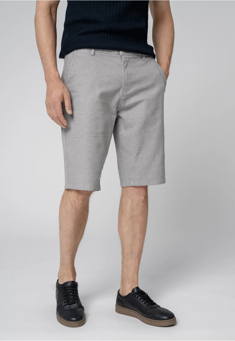 Pantaloni scurti barbati din bumbac, cu buzunare, Comfort Fit,  P-Shad, gri, Gri