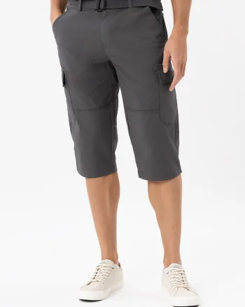 Pantaloni scurti cargo din bumbac, cu cordon, buzunare, Comfort Fit,  P-Ergs, grafit, Gri grafit