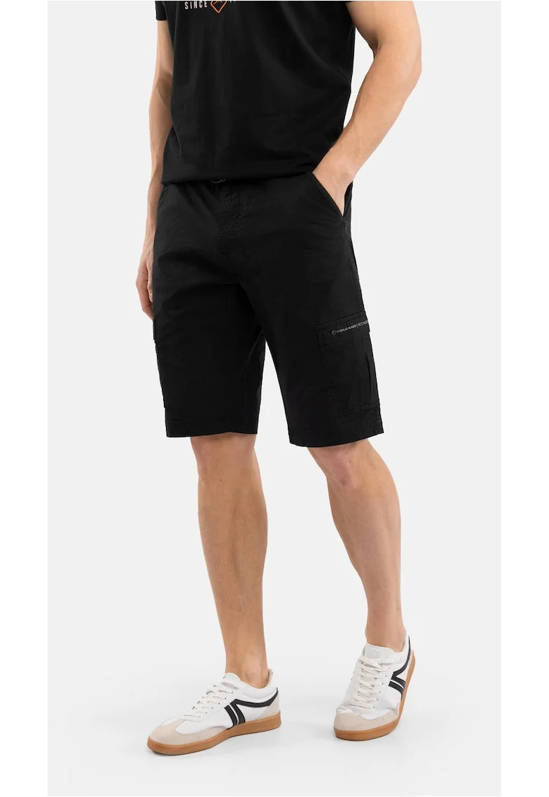Pantaloni scurti cargo, cu cordon, buzunare, Comfort Fit,  P-Thor, negru, Negru