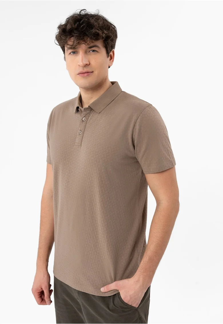 Tricou polo barbati din bumbac, Regular Fit,  O-Lambo, bej, Bej
