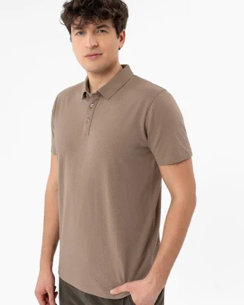 Tricou polo barbati din bumbac, Regular Fit,  O-Lambo, bej, Bej