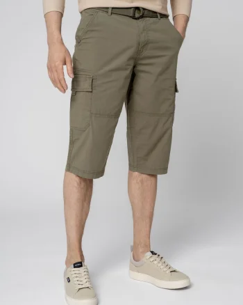 Pantaloni scurti cargo din bumbac, cu cordon, buzunare, Comfort Fit,  P-Ergs, kaki, Kaki