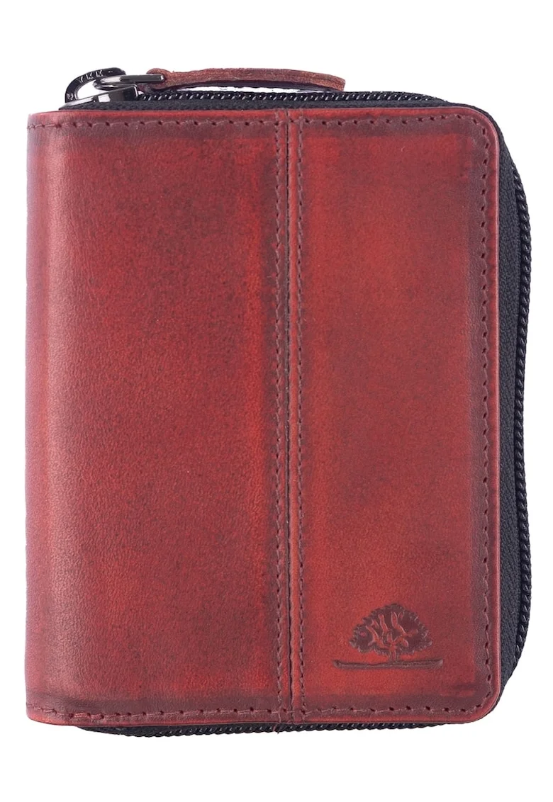 Portofel dama piele naturala rosu 8 x 10 cm, Destressed,