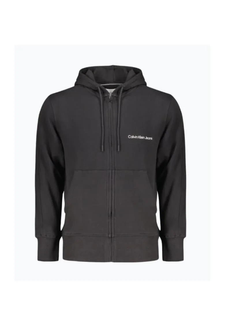 Hanorac barbati Institutional J30J325148 din bumbac cu gluga si inchidere cu fermoar, Negru, Negru