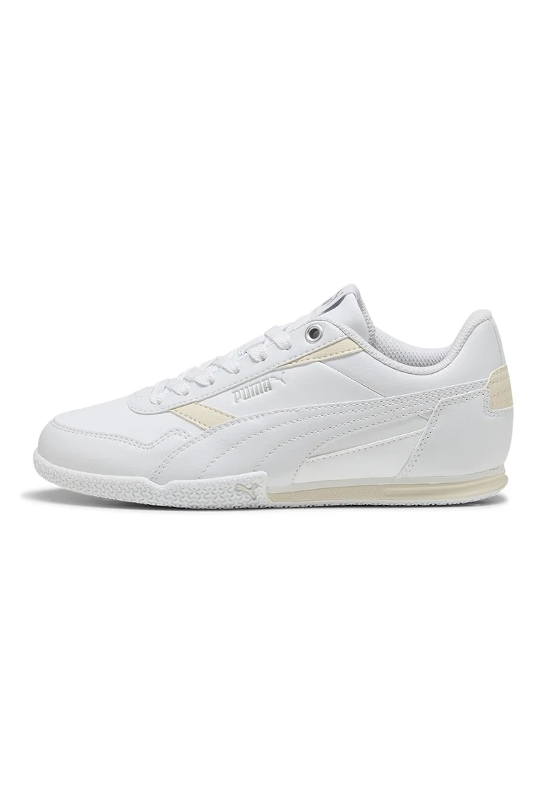 Pantofi sport Bella Donna din piele ecologica cu logo, Alb/Galben vanilie