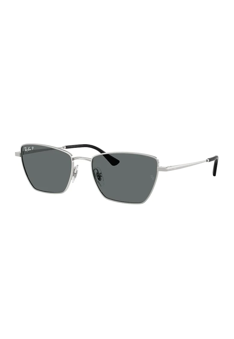 Ochelari de soare butterfly unisex polarizati cu rama metalica, Argintiu inchis/Argintiu