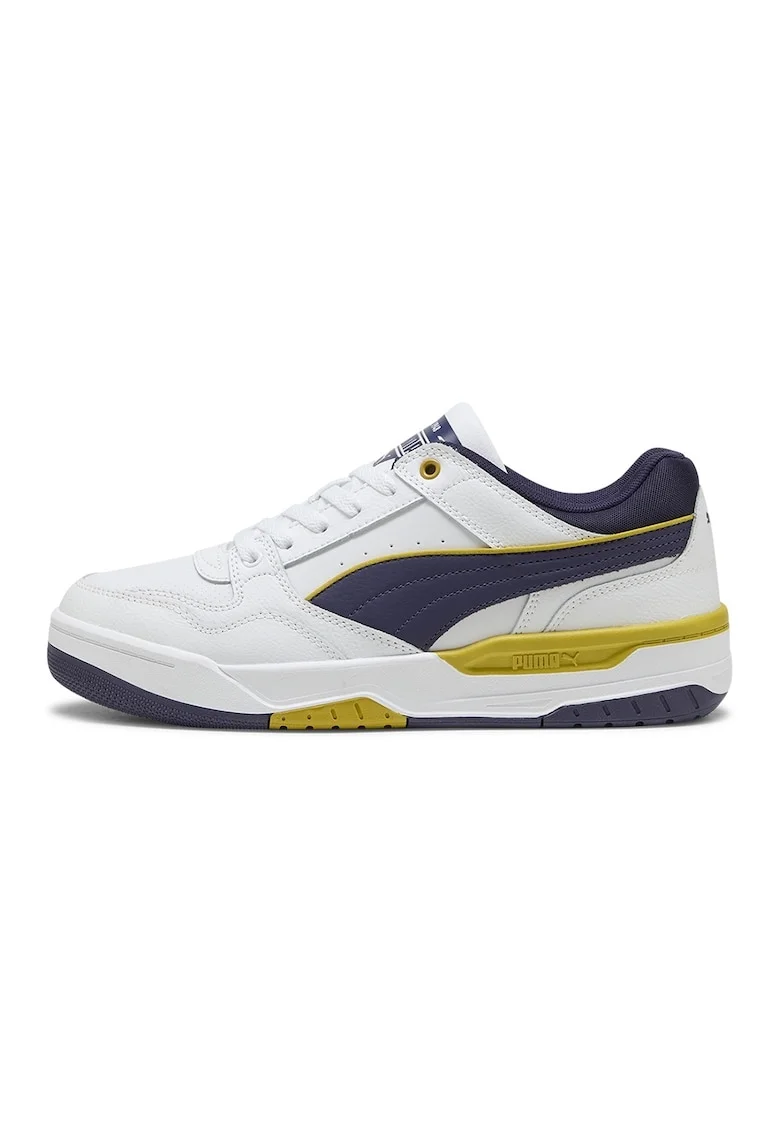 Pantofi sport Rebound de piele si piele ecologica, Alb/Galben antichizat/Albastru indigo