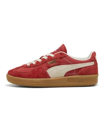 Pantofi sport Palermo Vintage cu insertii de piele intoarsa, Alb fildes/Rosu capsuna