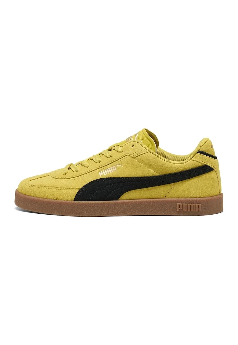 Pantofi sport Club II Era de piele intoarsa cu detaliu contrastant, Negru/Galben miere