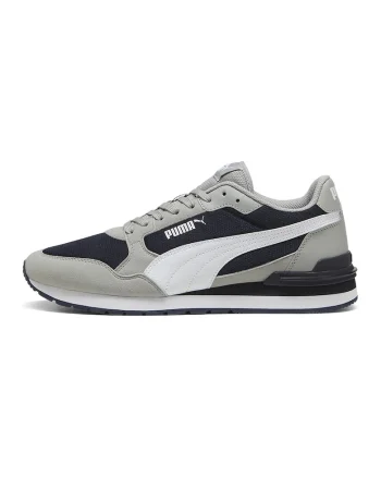 Pantofi sport ST Runner v4 de plasa cu garnituri de piele ecologica, Alb/Albastru ultramarin/Gri marmorat