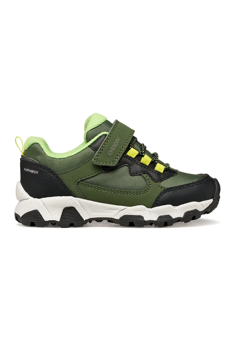 Pantofi sport impermeabili cu velcro, Negru/Verde inchis