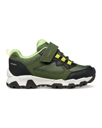 Pantofi sport impermeabili cu velcro, Negru/Verde inchis