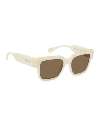 Ochelari de soare polarizati unisex, 467741, Alb fildes/Maro