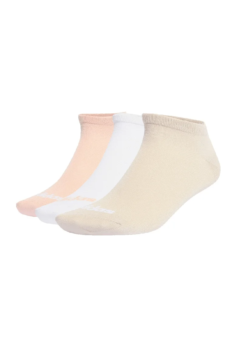 Set de sosete scurte pana la glezna unisex cu imprimeu logo - 3 perechi, Alb/Roz somon/Bej