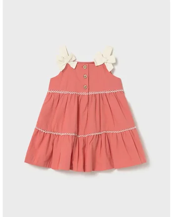 Rochie evazata din amestec de bumbac cu imprimeu, Roz somon