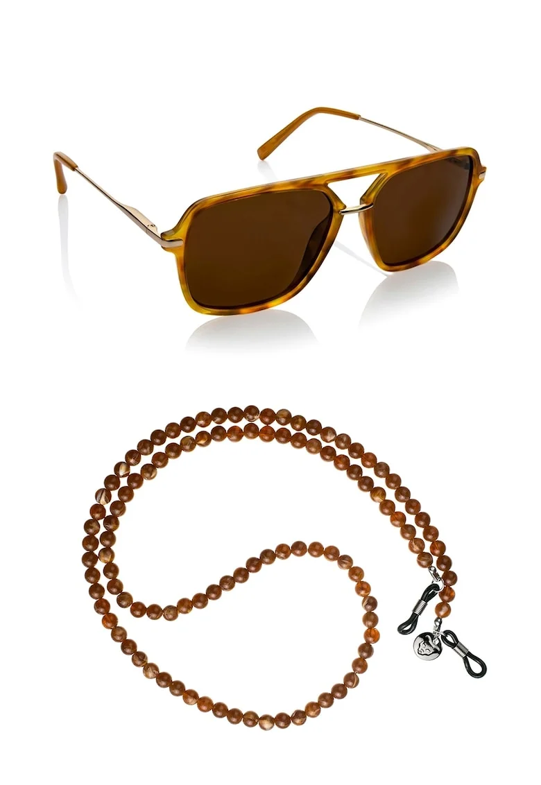 Ochelari de soare aviator unisex 1986, Auriu/Maro deschis