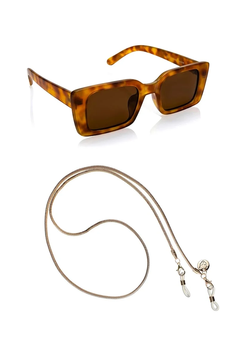 Ochelari de soare unisex dreptunghiulari Laguna, Portocaliu/Maro deschis