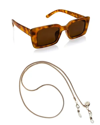 Ochelari de soare unisex dreptunghiulari Laguna, Portocaliu/Maro deschis