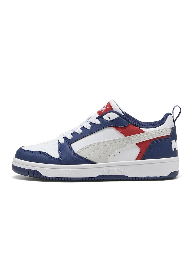 Pantofi sport Rebound V6 din piele ecologica, Alb/Albastru inchis/Rosu vermillion