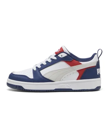Pantofi sport Rebound V6 din piele ecologica, Alb/Albastru inchis/Rosu vermillion