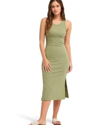 Rochie midi cambrata, Kaki