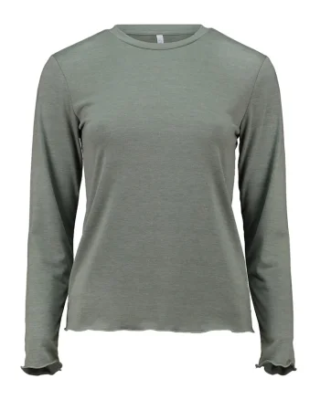 Bluza cu model uni si terminatie ondulata, Verde sparanghel