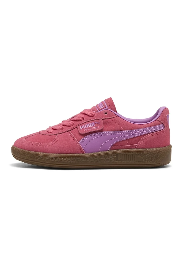 Pantofi sport Palermo de piele intoarsa si piele, Fucsia/Roz