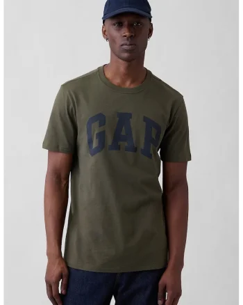Tricou regular-fit cu logo, Verde padure/Bleumarin