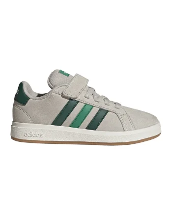 Pantofi sport Grand Court din piele intoarsa cu captuseala din material sintetic, Gri deschis/Verde padure/Verde englez