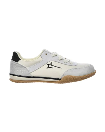 Pantofi sport low-cut cu insertii din piele intoarsa, Alb fildes/Gri