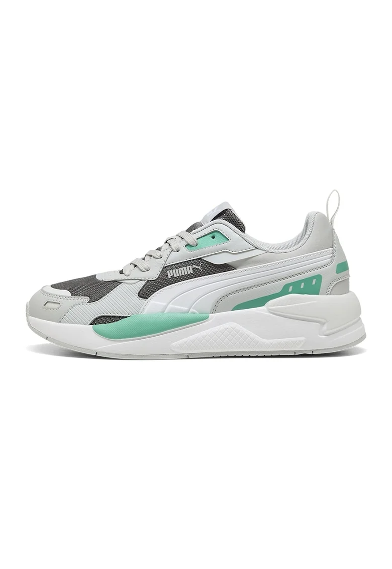 Pantofi sport X-Ray 3 de plasa cu insertii de piele ecologica, Negru stins/Verde pal/Alb optic