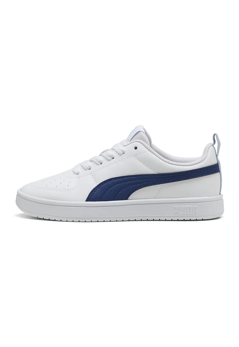 Pantofi sport Rickie low-cut din piele ecologica cu perforatii, Albastru royal/Alb murdar