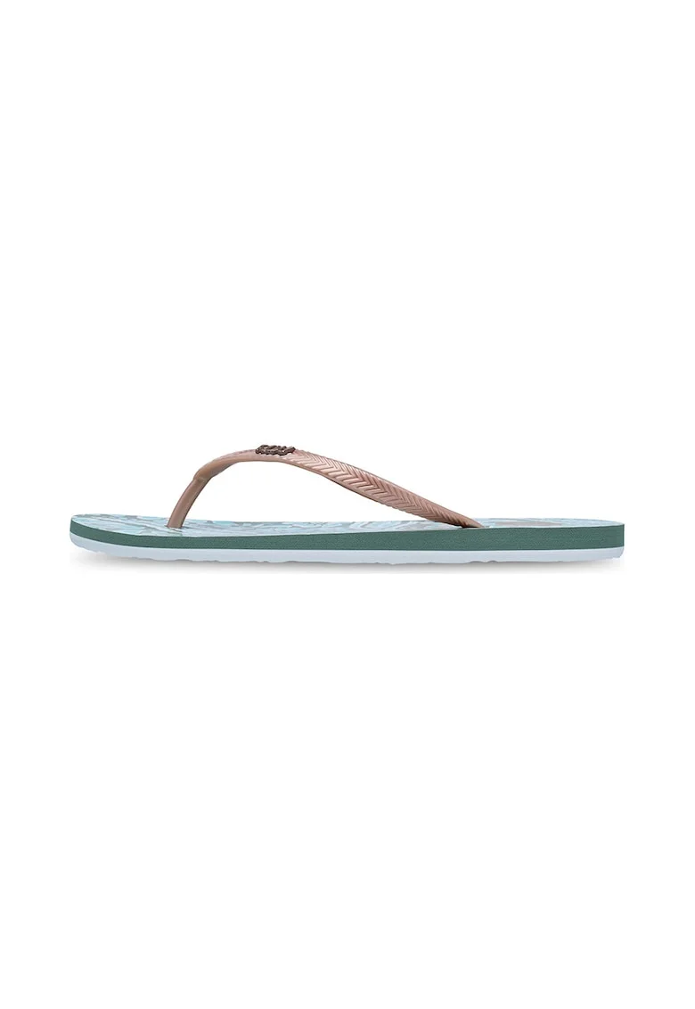 Papuci flip-flop cu model pe talpa Mauricia, Verde/Roz prafuit/Albastru