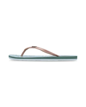 Papuci flip-flop cu model pe talpa Mauricia, Verde/Roz prafuit/Albastru