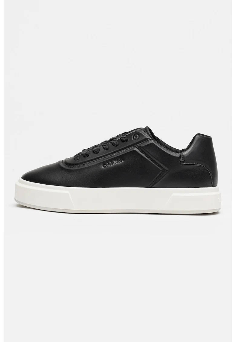 Pantofi sport de piele cu logo, Negru stins
