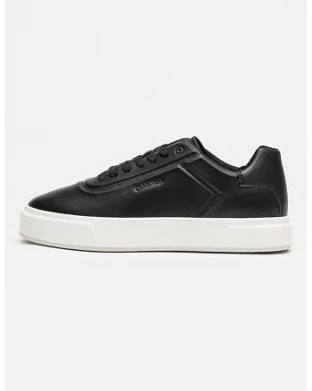 Pantofi sport de piele cu logo, Negru stins