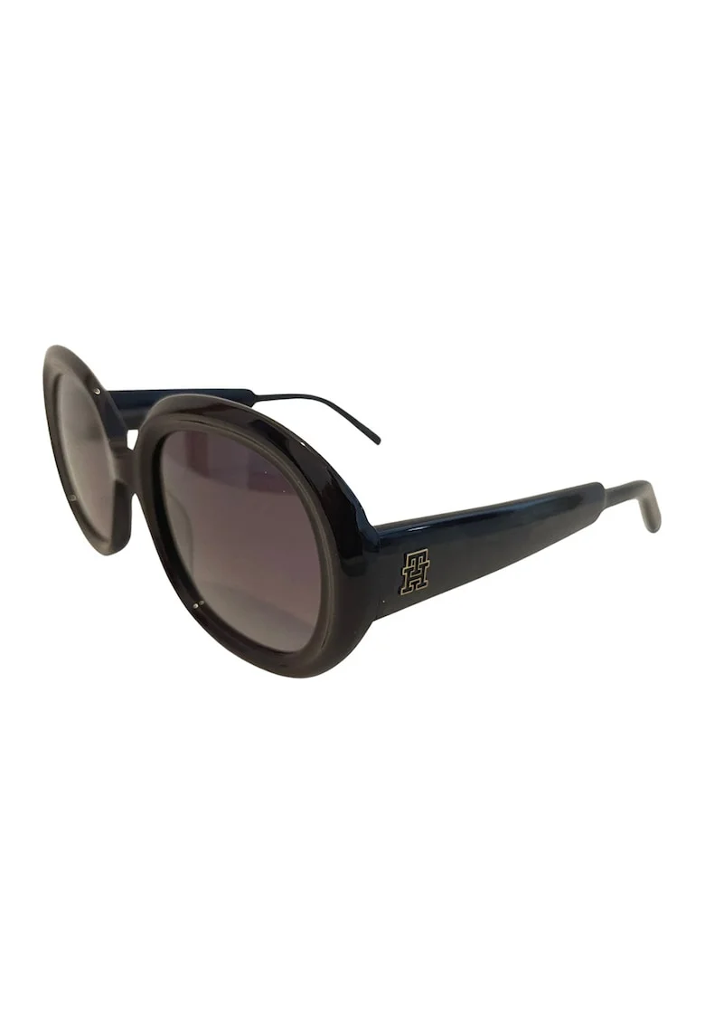 Ochelari de soare rotunzi cu lentile in degrade, Negru stins