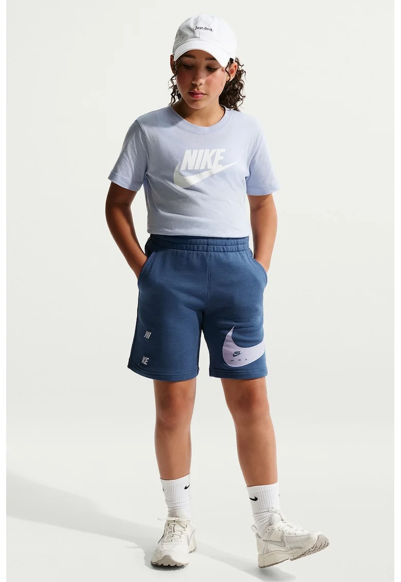 Tricou cu decolteu la baza gatului si imprimeu logo Futura, Gri deschis