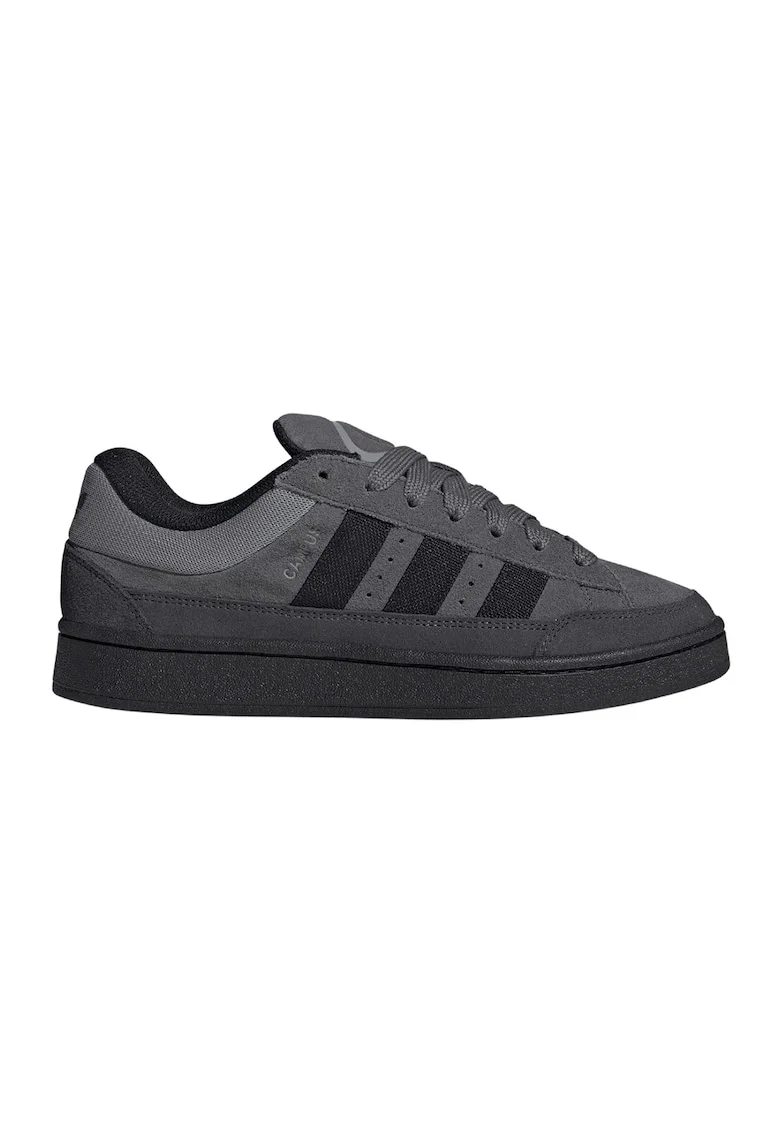 Pantofi sport Campus de piele intoarsa cu logo, Negru/Gri inchis