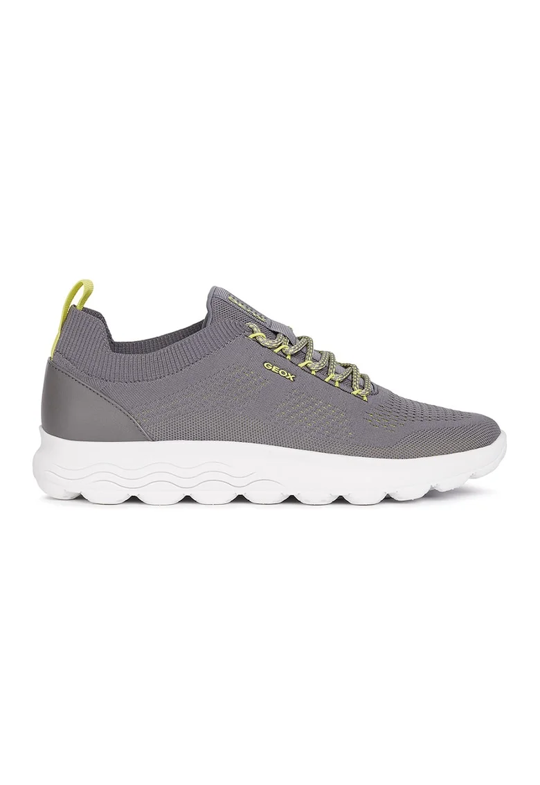 Pantofi sport din plasa tricotata cu logo, Gri inchis