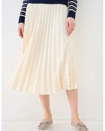 Fusta midi plisata, Crem