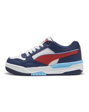 Pantofi sport Rebound Retro cu insertii de piele, Rosu/Alb/Albastru inchis