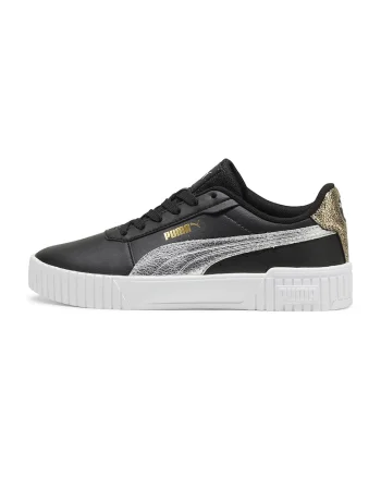 Pantofi sport cu insertii de piele Carina 2.0, Negru/Argintiu
