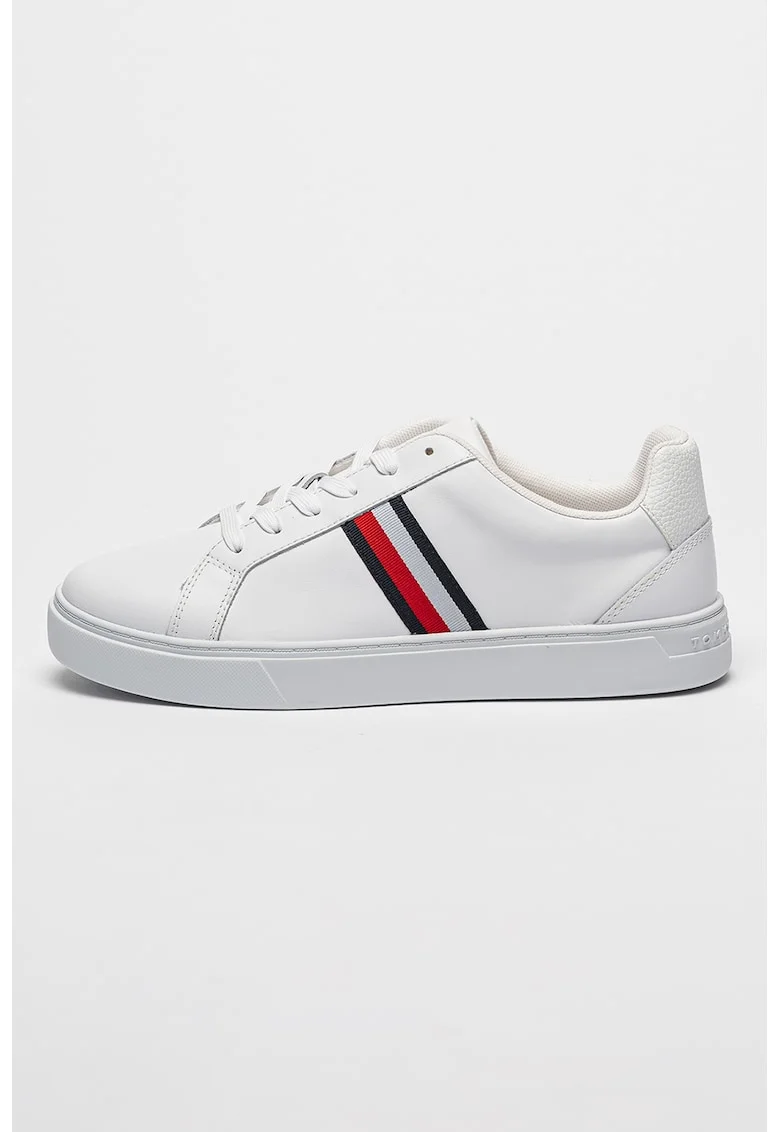 Pantofi sport din piele cu logo, Alb