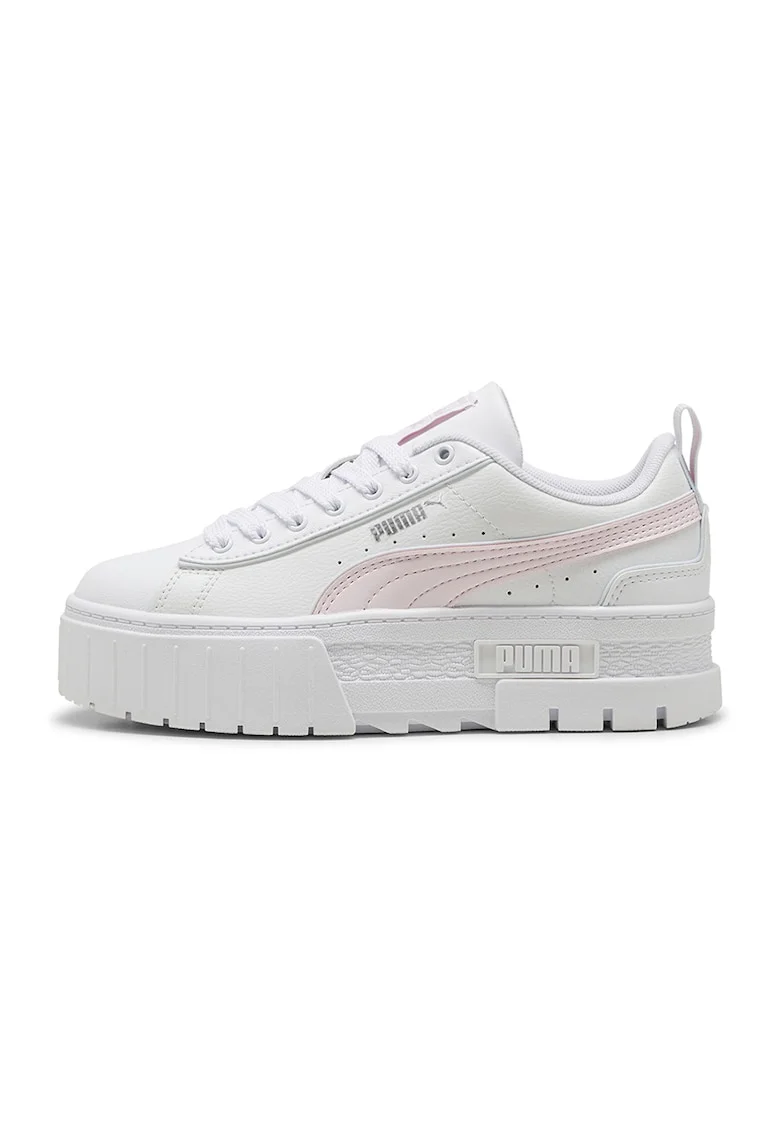 Pantofi sport cu detalii de piele Mayze, Alb/Roz pastel