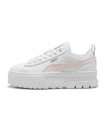 Pantofi sport cu detalii de piele Mayze, Alb/Roz pastel