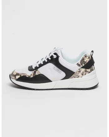 Pantofi sport cu detalii de piele, Alb/Negru