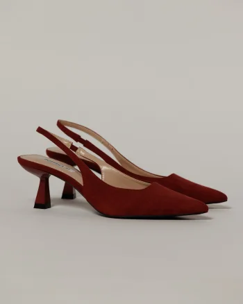 Pantofi bordo eleganti din piele intoarsa ecologica