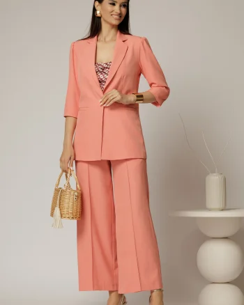Compleu DY Fashion roz somon din sacou si pantalon